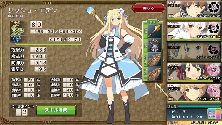 イブニクル リッシュ ステータス