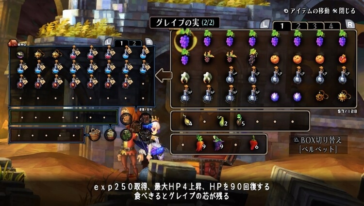 オーディンスフィア レイヴスラシル アイテム管理