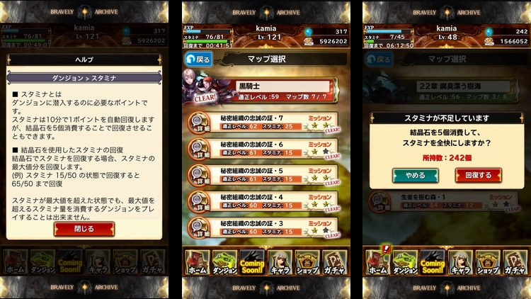 スタミナ周り
